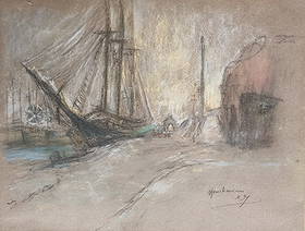 Schooner at the Dock by Henshaw