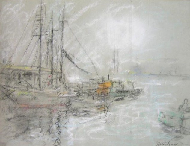 Schooners in a Misty Harbor by Henshaw