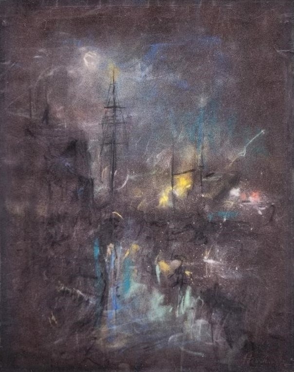Ship&rsquo;s Masts at Night by Henshaw