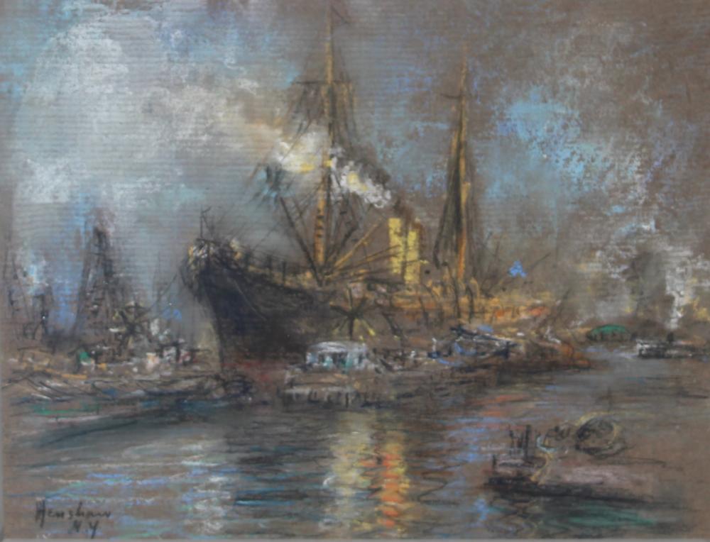 Steamship in the Harbor by Henshaw