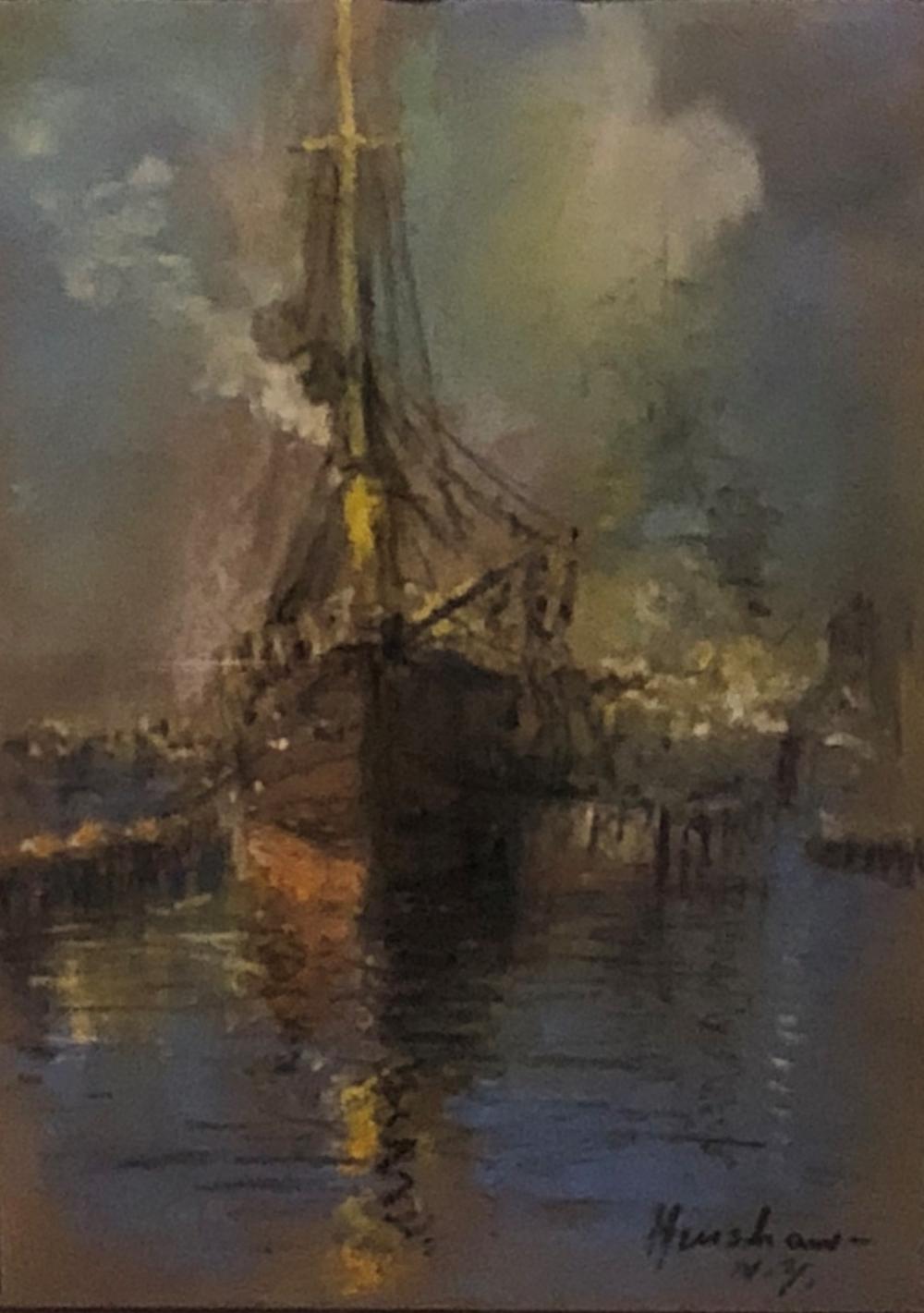 Tall Ship at Night, New York by Henshaw
