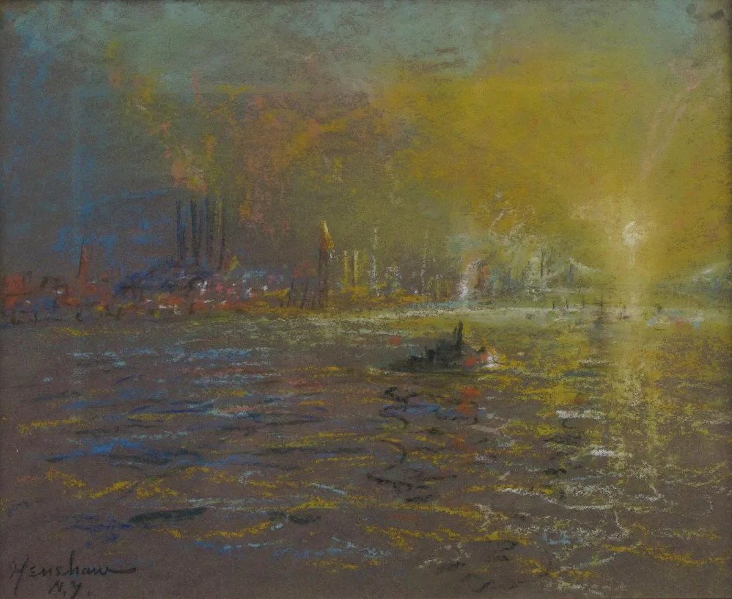 Tugboat on a Glittering Harbor by Henshaw