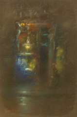 Lit Doorway at Night by Henshaw
