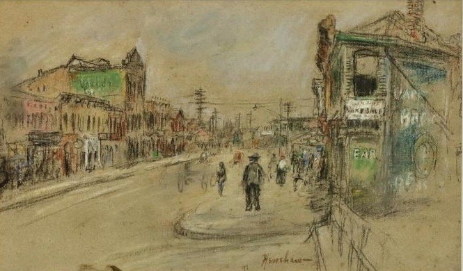 Street Corner with Figures by Henshaw