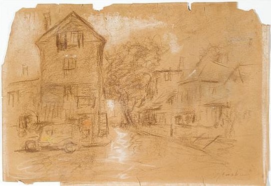Street with a Tall Gabled House by Henshaw