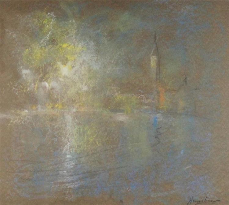 Campanile across the Water at Night by Henshaw