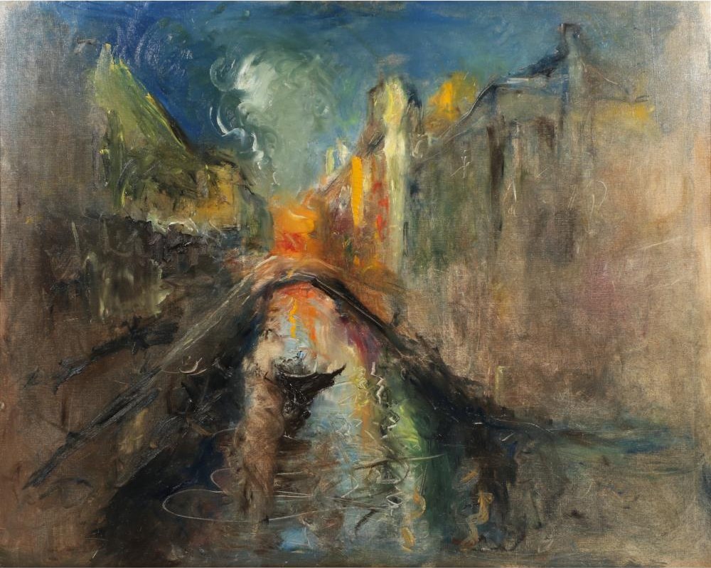 Canal and Bridge at Dusk by Henshaw