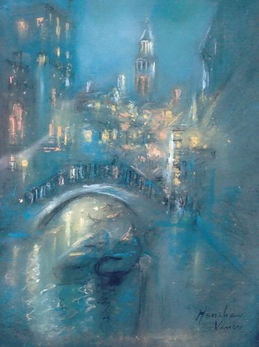 Canal Bridge at Night, Venice by Henshaw