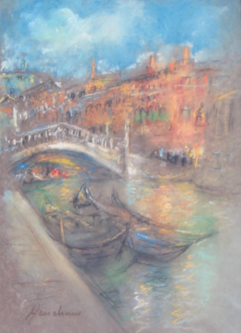 Canal Bridge with Gondolas by Henshaw