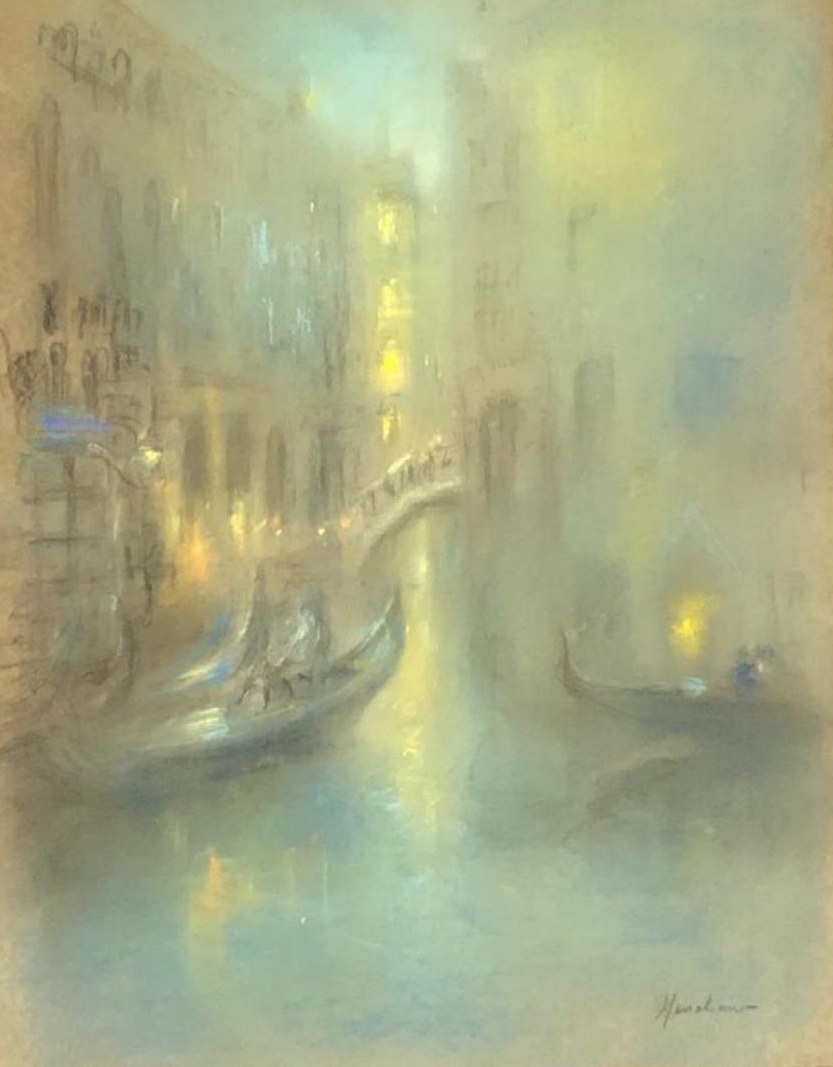 Gondolas Beneath a Bridge by Henshaw