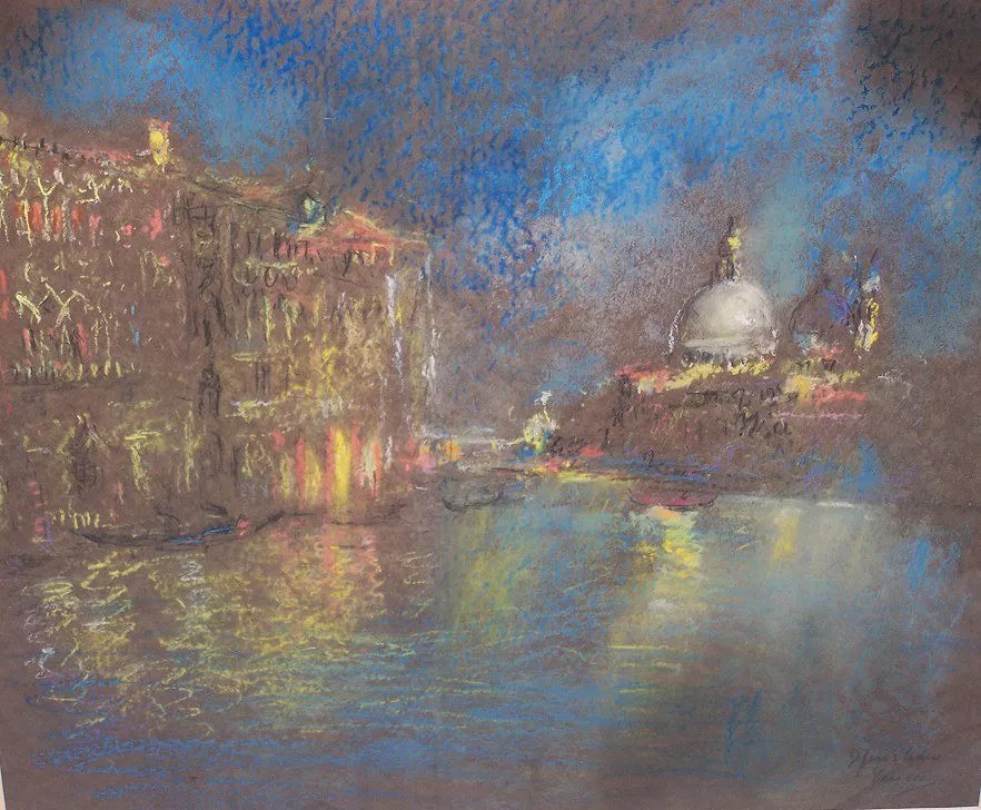 Santa Maria della Salute at Night, Venice by Henshaw