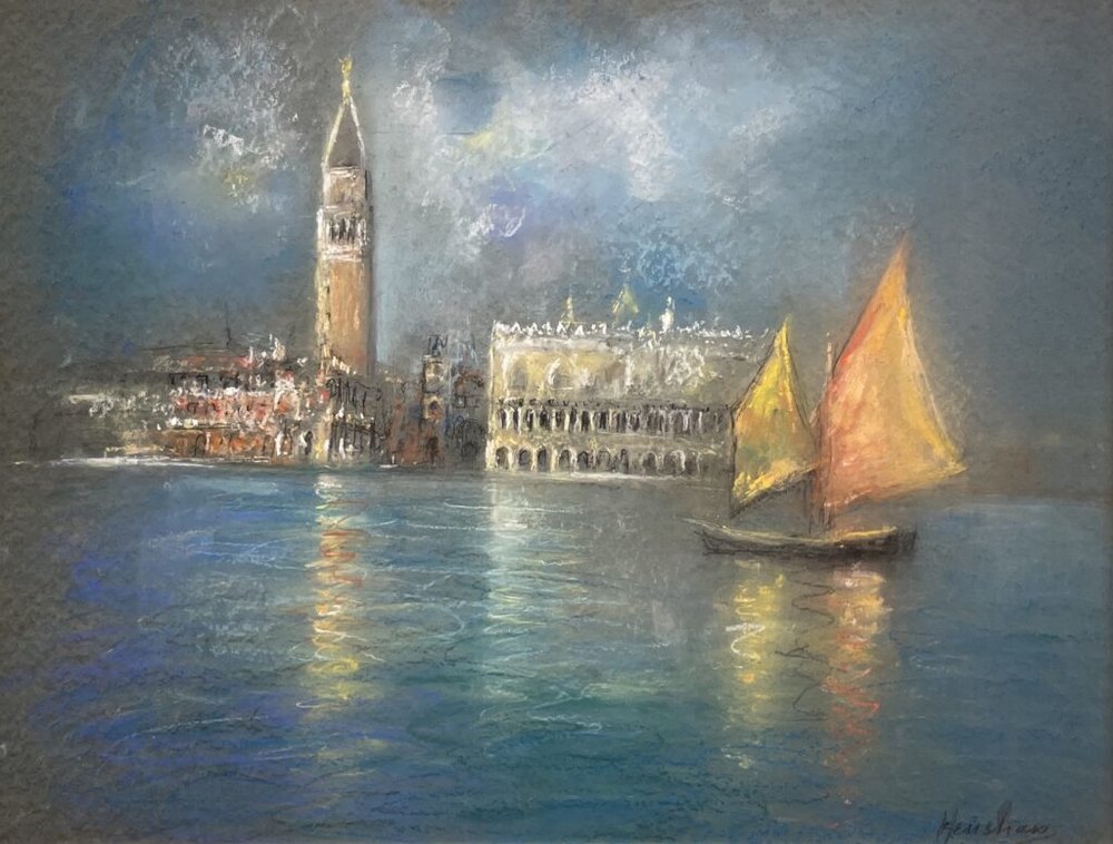 The Molo with a Sailing Barge, Venice by Henshaw